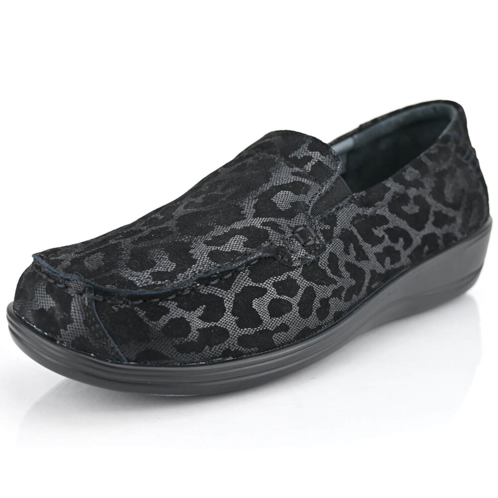 נעלי מוקסין דגם Milano שחור עם הדפס מנוחש