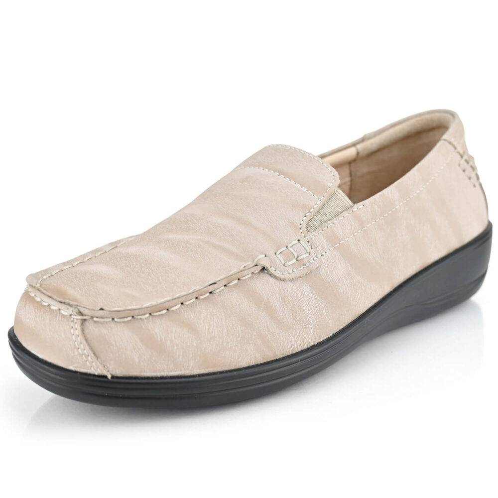 נעלי מוקסין דגם Milano בצבע בז׳ מנוחש